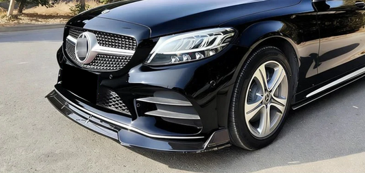 2022-2026 mercedes benz c class c300/c43 amg w206 brabus style front bumper lip splitter spoiler gloss black front right