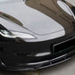 2024-2026 tesla model 3 v style front bumper lip splitter spoiler gloss black front left