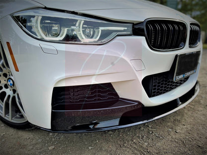 BMW F30 F31 M Performance Front Lip Gloss Black Front Left Close Up