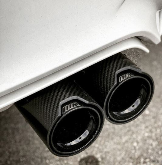 BMW M Performance Carbon Fiber Exhaust Tips Close Up Black
