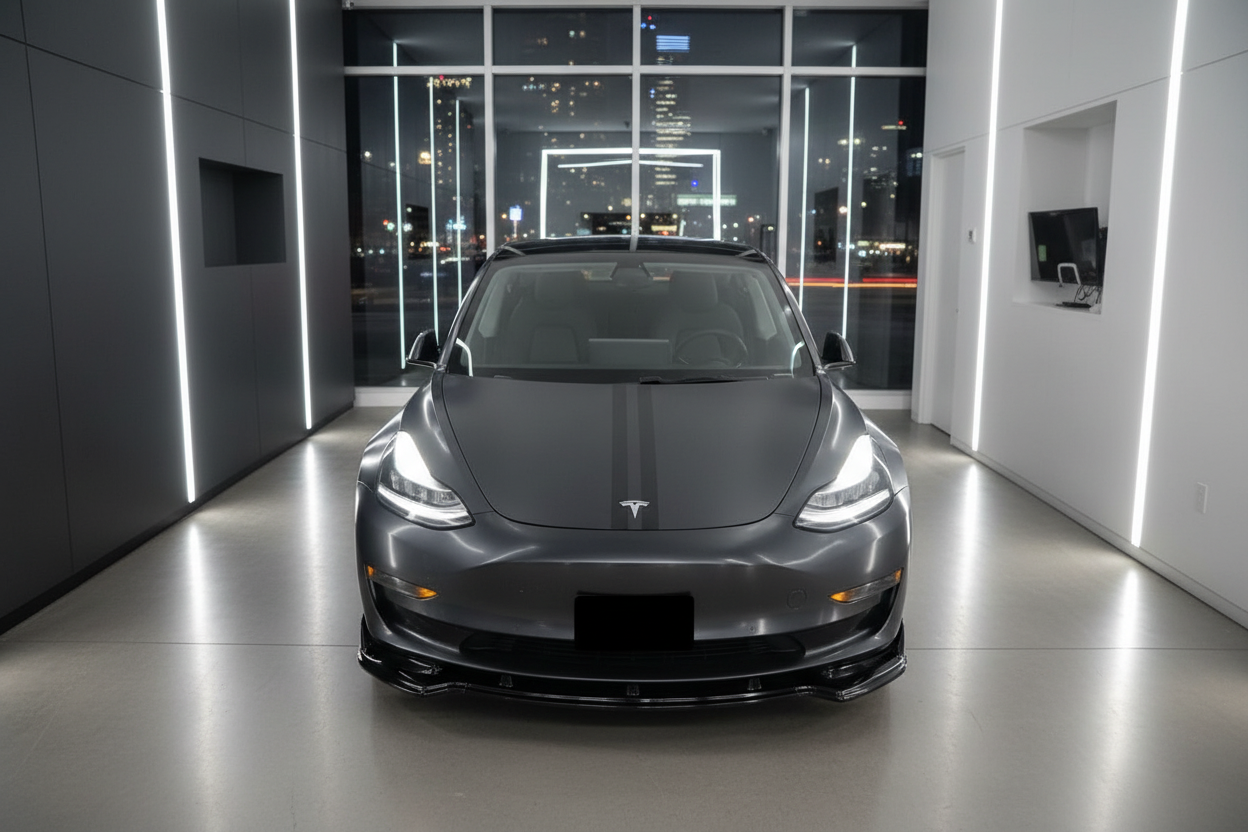 2017-2023 Tesla Model 3 Front Lip Gloss Black Front Center