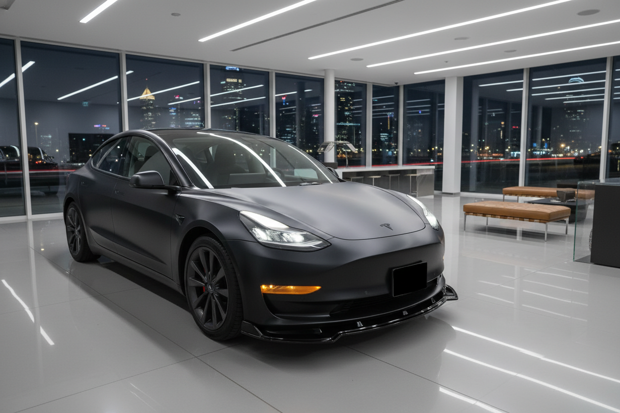 2017-2023 Tesla Model 3 Front Lip Gloss Black Front Left